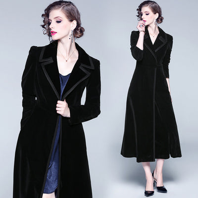 Abrigo Largo de Terciopelo Europeo - Chaqueta Corta Elegante - Image 4
