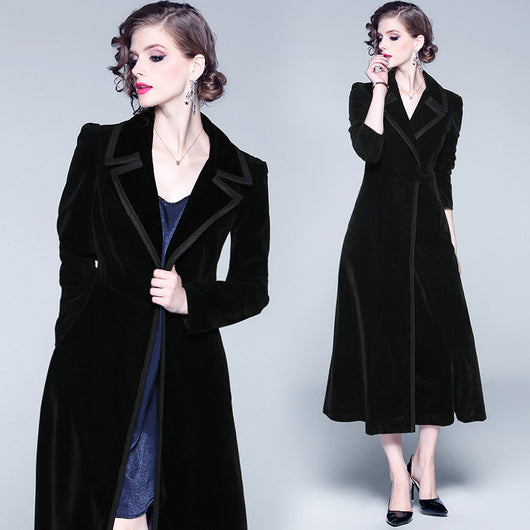 Abrigo Largo de Terciopelo Europeo - Chaqueta Corta Elegante - Image 4