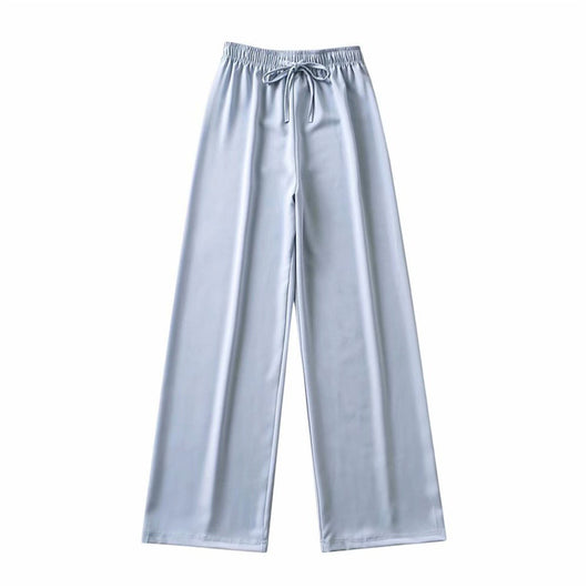 Pantalón Ancho de Cintura Alta Elástico con Drapeado - Elegancia Casual para Mujer - Image 8