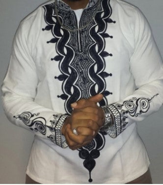 Camisa Manga Larga Estilo Africano con Cuello V para Hombre - Image 6