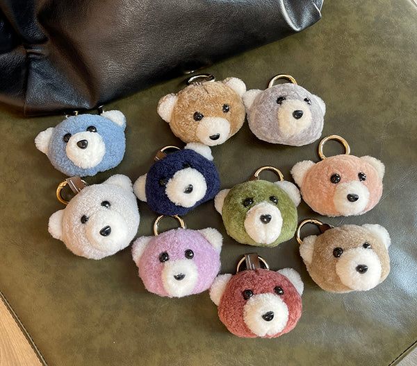 Llavero Peluche Oso de Lana Real - Accesorio Adorable para Auto