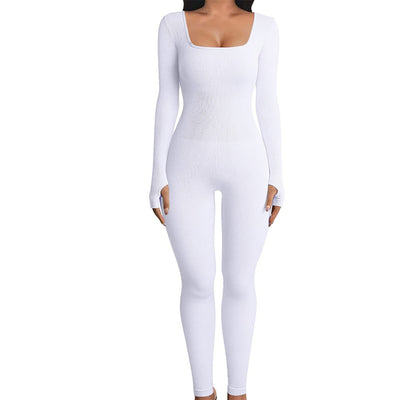 Jumpsuit Deportivo Mujer Manga Larga Cuello Cuadrado Yoga - Image 15
