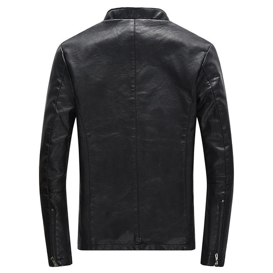 Chaqueta de Cuero PU con Cuello Alto y Forro de Terciopelo para Hombre - Image 2