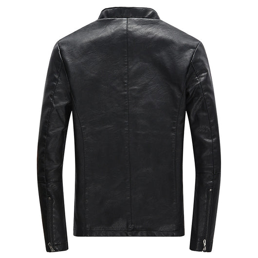 Chaqueta de Cuero PU con Cuello Alto y Forro de Terciopelo para Hombre - Image 2