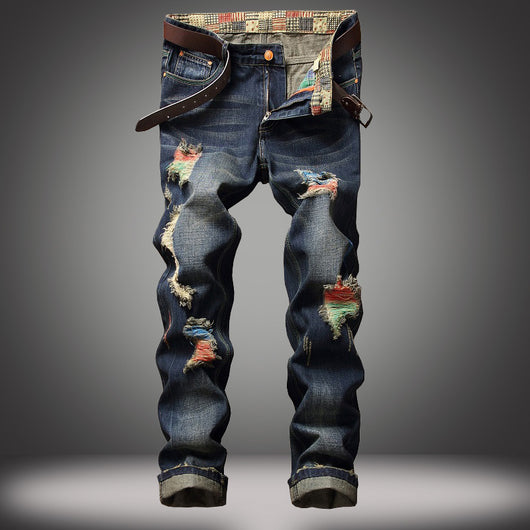 Pantalones Vaqueros Rotos Rectos Estilo Urbano Europeo Americano para Hombre - Image 4
