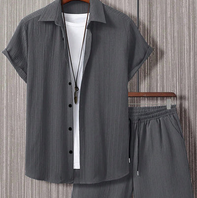 Camisa Manga Corta a Rayas con Solapa de Traje - Image 8