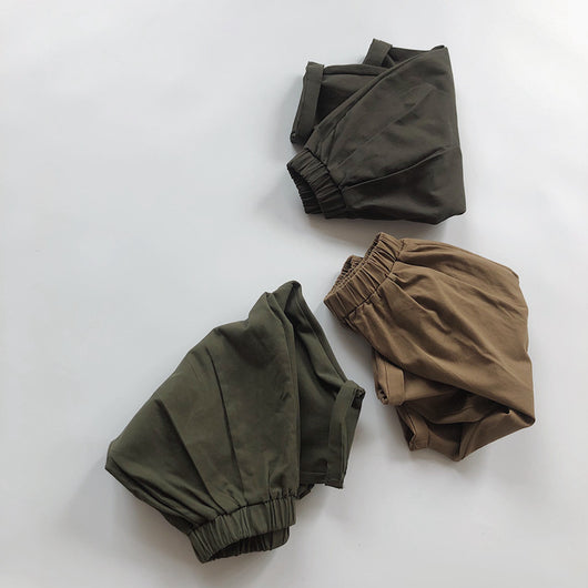 Pantalones Casuales Infantiles de Color Sólido con Cintura Elástica Estilo Literario - Image 19