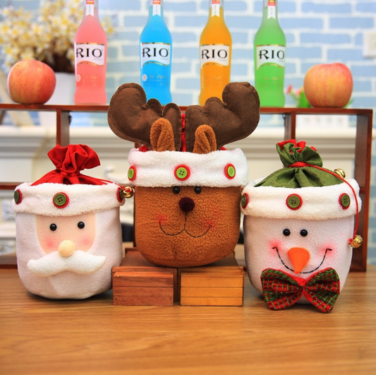 Bolsa de Regalo Navideña con Muñeco de Nieve y Campana - Decoración Festiva