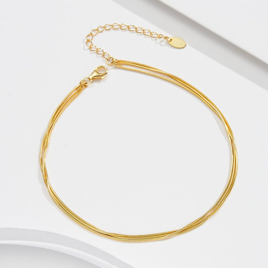Pulsera Tobillera de Plata Esterlina 925 Triple Capa para Mujer - Image 11
