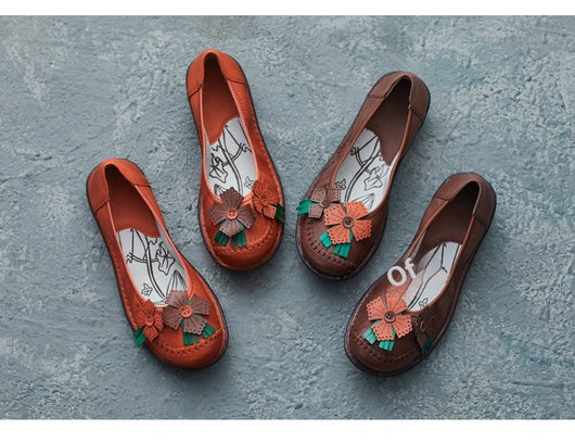 Zapatos Artesanales de Cuero Estilo Étnico Retro con Suela Suave para Mujer - Image 19