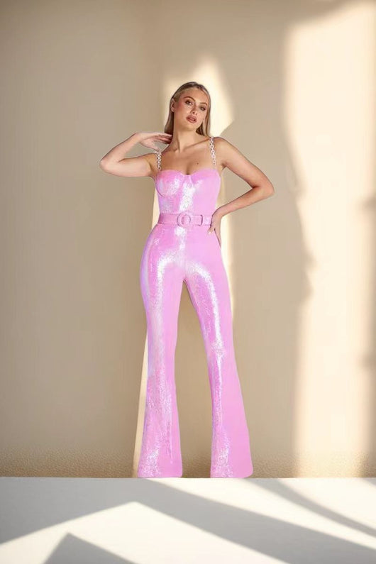 Jumpsuit Elegante sin Mangas con Lentejuelas y Tirantes para Mujer - Image 7