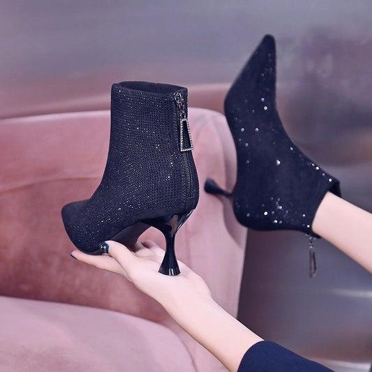 Botas Stiletto con Punta Afilada y Cristales Brillantes - Image 2
