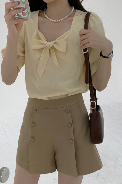 Blusa Elegante con Moño y Cuello Cuadrado Escote Descubierto - Image 8