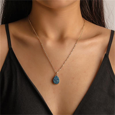 Collar Colgante de Cristal en Gota de Agua con Racimo Brillante