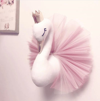 Cabeza de Cisne Decorativa con Corona - Adorno de Pared