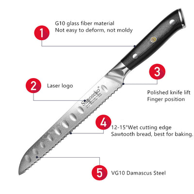 Cuchillo para Pan Damasco con Patrón Onda - Edición Especial Chef - Image 10