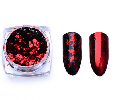 Lentejuelas de Aluminio Espejo para Uñas - Pigmentos Glitter Oro, Plata y Rojo