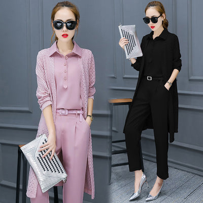 Traje Ejecutivo Tres Piezas para Mujer - Blusa Chiffon y Pantalón Slim - Image 2