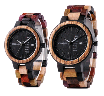 Reloj de Madera Casual para Hombre con Calendario Semanal