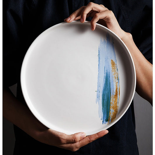 Plato Plano de Cerámica Nórdico Minimalista