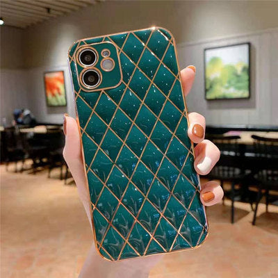 Funda para Celular Piel de Cordero Electrochapada con Diseño Diamante