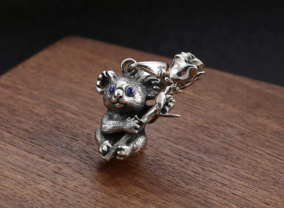 Collar de Plata Esterlina con Diseño de Koala y Flor de Rosa para Hombre y Mujer - Image 6