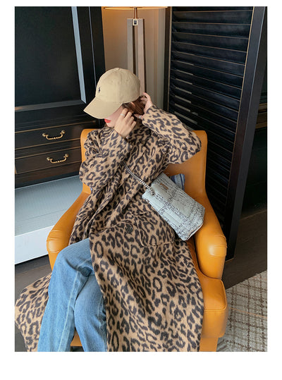 Abrigo Largo de Lana Estampado Leopardo para Invierno Mujer - Image 13