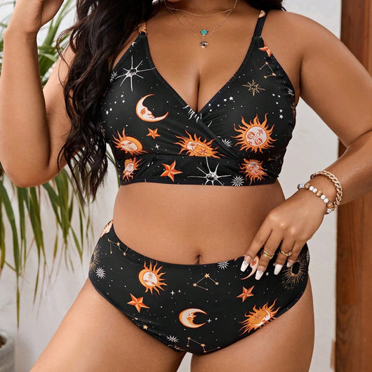 Traje de Baño Mujer Corte Asimétrico Estampado Talla Grande - Image 3