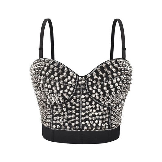 Sujetador de Tiras Finas con Cadenas Punk Artesanal
