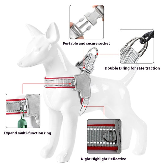 Arnés de Pecho para Perro con Cuerda de Mano - Chaleco de Control Suave