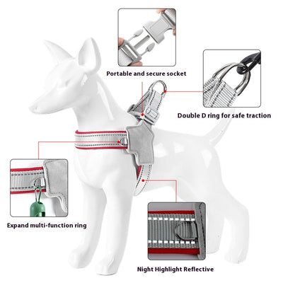 Arnés de Pecho para Perro con Cuerda de Mano - Chaleco de Control Suave