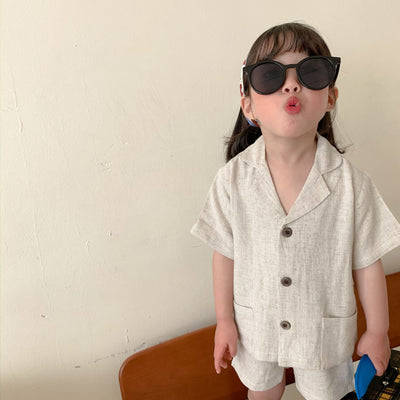 Camisa de Lino Infantil Manga Corta
