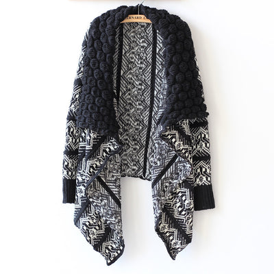 Cardigan Tejido para Mujer con Cuello Burbuja y Patrón Geométrico - Image 10