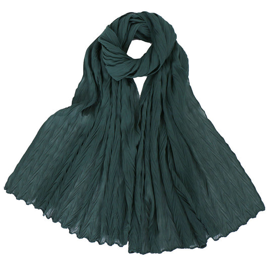 Pañuelo Femenino de Algodón Arrugado en Colores Sólidos - Image 20