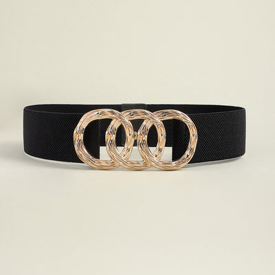 Cinturón Ancho Geométrico para Mujer con Hebilla Circular - Ideal para Trajes y Vestidos - Image 43
