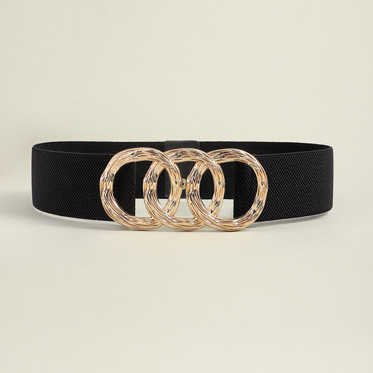 Cinturón Ancho Geométrico para Mujer con Hebilla Circular - Ideal para Trajes y Vestidos - Image 43