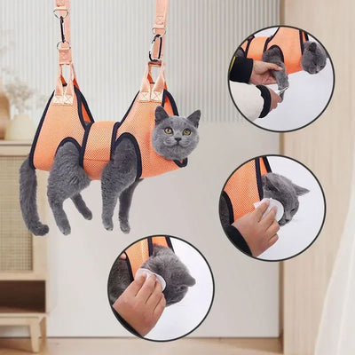 Bolsa de Aseo para Gatos - Kit Completo de Corte de Uñas y Baño con Hamaca de Sujeción - Image 7