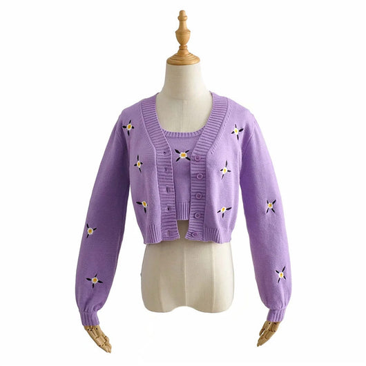 Conjunto de Abrigo Bordado Floral + Chaleco Corto Multiusos para Mujer - Image 9