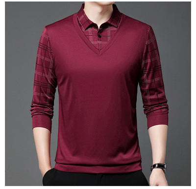 Suéter Tipo Camisa Falsa Dos Piezas para Hombre - Manga Larga Otoño - Image 18
