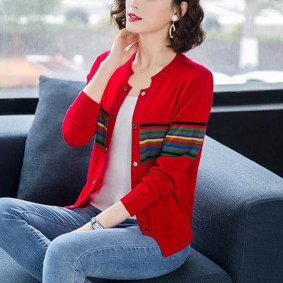 Cardigan Oversized Bloques de Color Tejido Ligero - Image 13