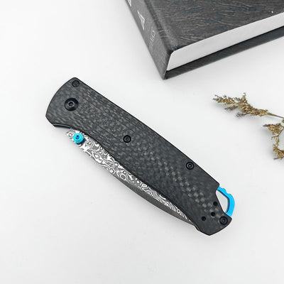 Cuchillo Portátil Butterfly BM535 Damasco con Funda de Cuero - Image 8