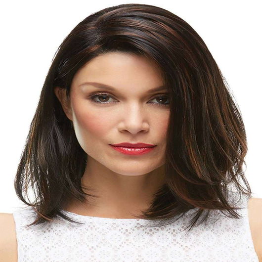 Peluca Corta Bicolor Marrón y Negro - Cabello Liso Natural - Image 3