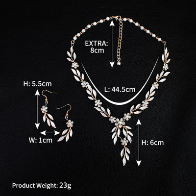 Juego de Joyas Nupcial de Tres Piezas: Aretes, Collar y Pulsera en Aleación Chapada - Image 6