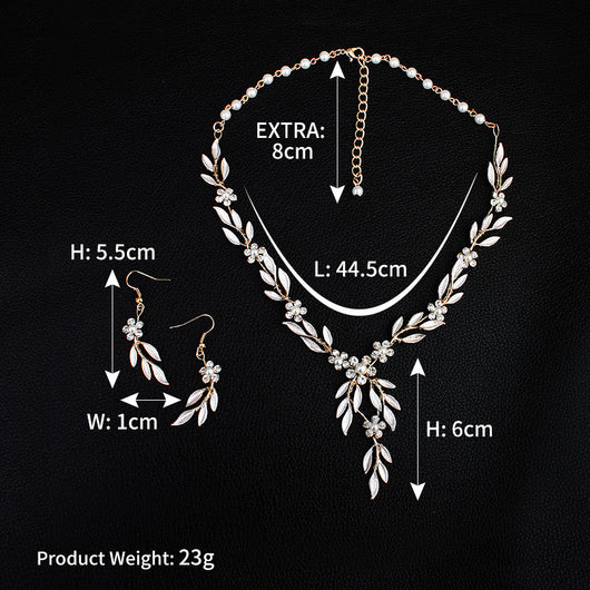Juego de Joyas Nupcial de Tres Piezas: Aretes, Collar y Pulsera en Aleación Chapada - Image 6