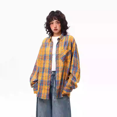 Camisa a Cuadros para Mujer Primavera y Otoño