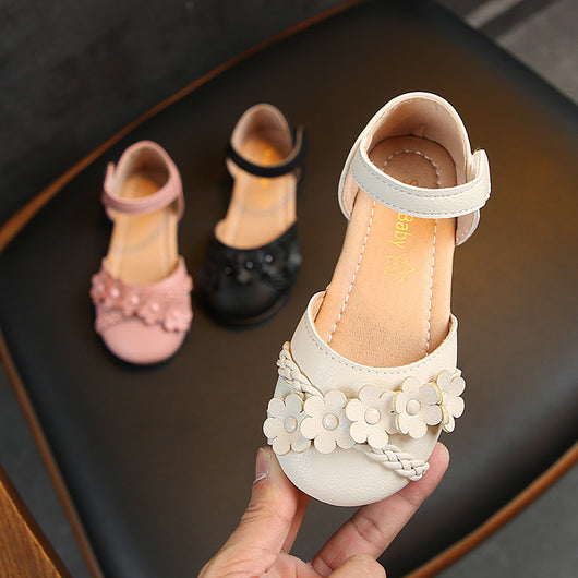 Sandalias Infantiles Tejidas con Flores - Zapatos Princesa Coreanos para Niñas - Image 2