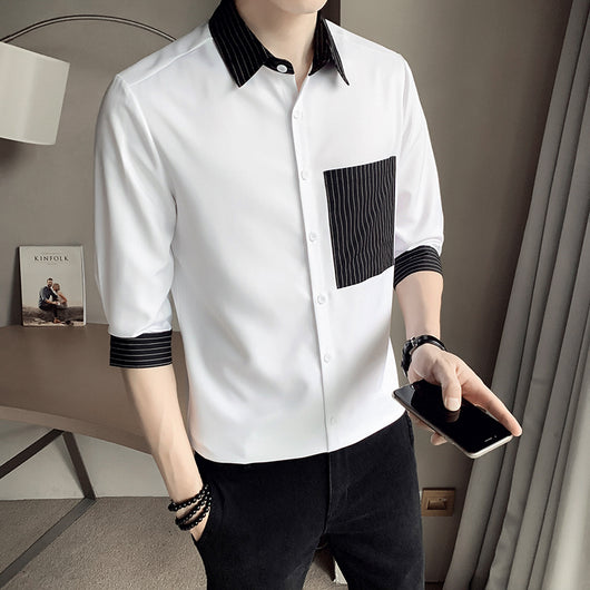Camisa de Rayas Tres Cuartos para Hombre - Diseño Moderno de Verano - Image 18