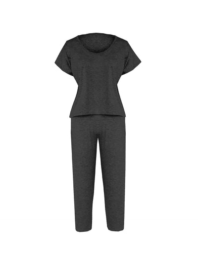 Conjunto Casual de 2 Piezas: Top Corto Manga Corta y Pantalón Capri - Image 2