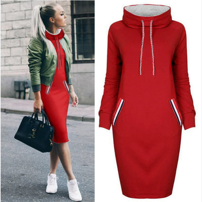 Vestido Largo de Invierno Cuello Alto - Elegancia Casual para Todas las Tallas - Image 11