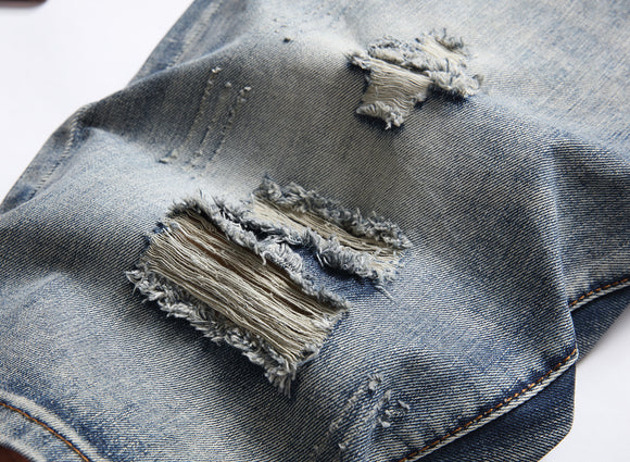 Shorts de Verano para Hombre Slim Fit con Detalles Rotos Estilo Vintage